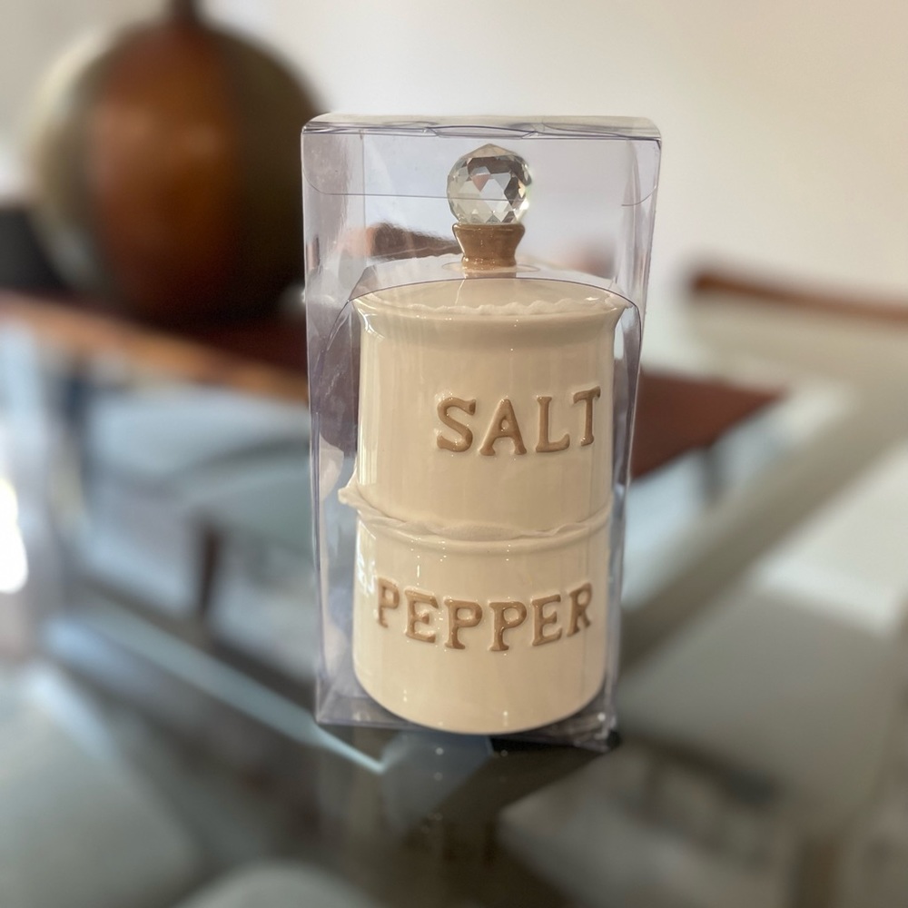 NEW THL Classic French Chic Crystal Top SALT & PEPPER CELLAR Home Decor
